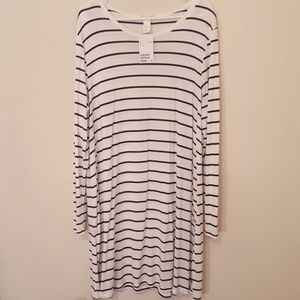 H&M Long Sleeved Striped Trapeze Dress NWT